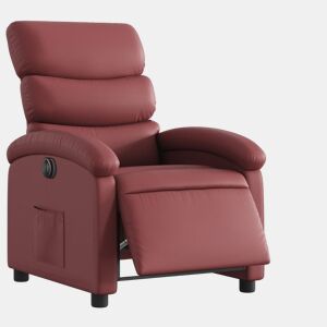 vidaXL Poltrona reclinável elétrica couro artificial vermelho tinto