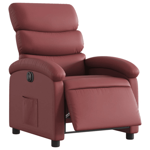 vidaXL Poltrona reclinável elétrica couro artificial vermelho tinto vidaXL Poltrona reclinável elétrica couro artificial vermelho tinto