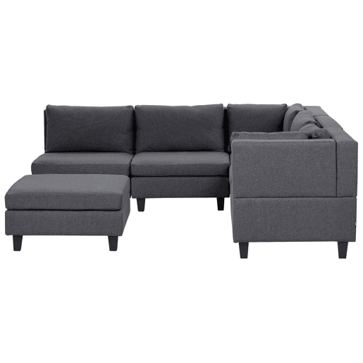 Sofá de canto modular UNSTAD Tecido Cinzento escuro com repousa-pés 5 lugares à esquerda