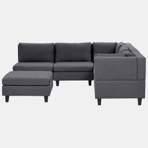Sofá de canto modular UNSTAD Tecido Cinzento escuro com repousa-pés 5 lugares à esquerda