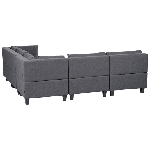 Sofá de canto modular UNSTAD Tecido Cinzento escuro com repousa-pés 5 lugares à esquerda