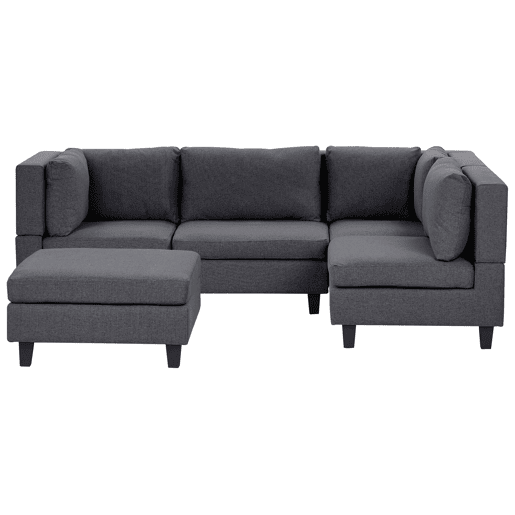 Sofá de canto modular UNSTAD Tecido Cinzento escuro com repousa-pés 4 lugares à esquerda