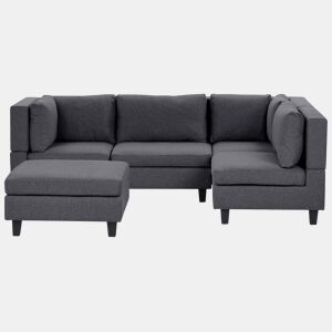 Sofá de canto modular UNSTAD Tecido Cinzento escuro com repousa-pés 4 lugares à esquerda