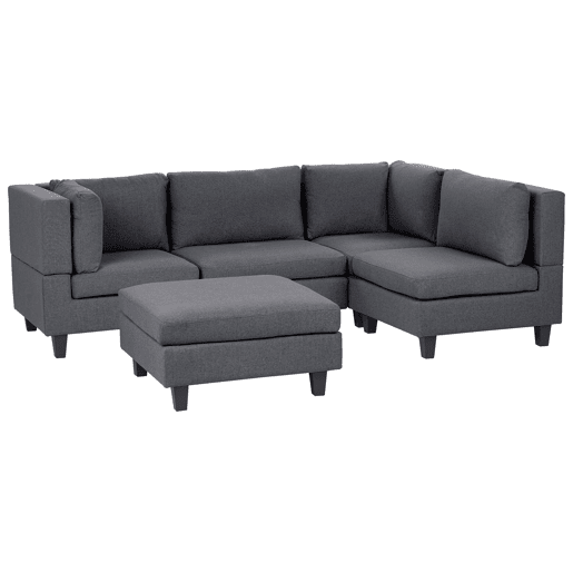 Sofá de canto modular UNSTAD Tecido Cinzento escuro com repousa-pés 4 lugares à esquerda