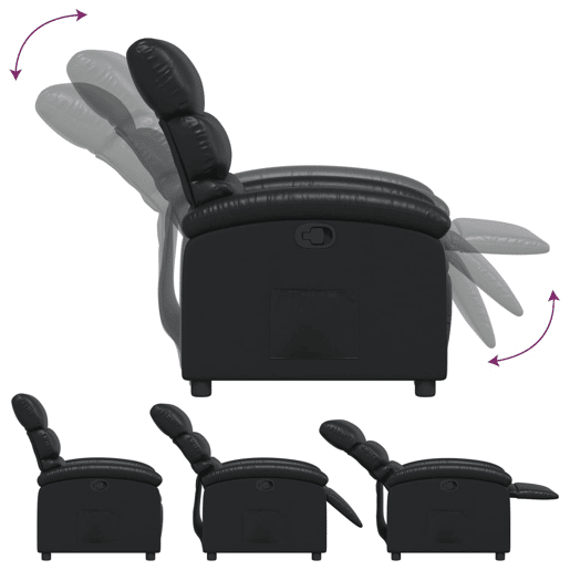 vidaXL Poltrona reclinável couro artificial preto