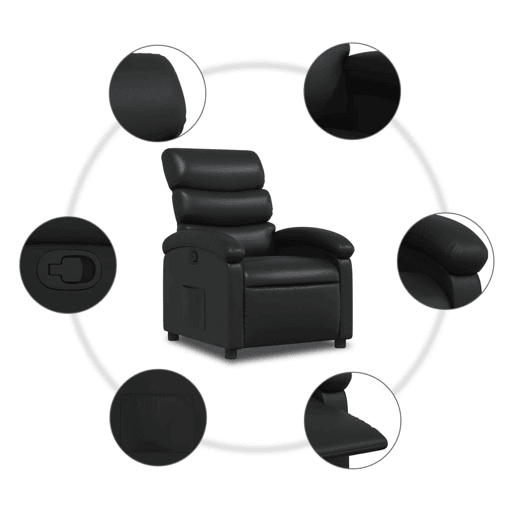 vidaXL Poltrona reclinável couro artificial preto