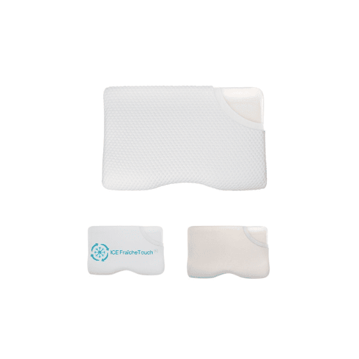 Almofada Ergonômica DE LUXE com Fronha Refrescante ICE FreshTouch, 3 Fronhas de almofada: ICE, Bambu e algodão veludo