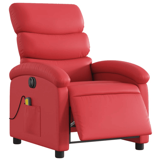 vidaXL Poltrona massagens reclinável elétrica couro artif. vermelho vidaXL Poltrona massagens reclinável elétrica couro artif. vermelho