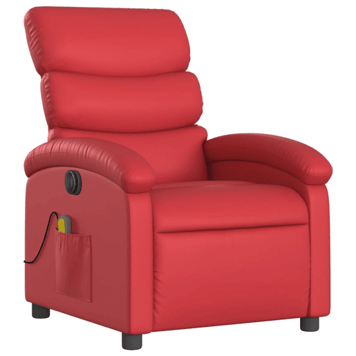 vidaXL Poltrona massagens reclinável elétrica couro artif. vermelho vidaXL Poltrona massagens reclinável elétrica couro artif. vermelho