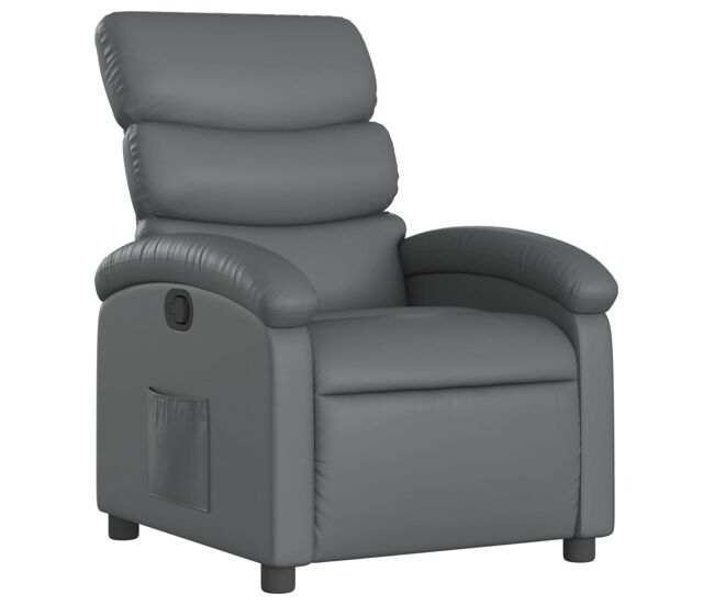 Vidaxl sillón reclinable de cuero sintético gris