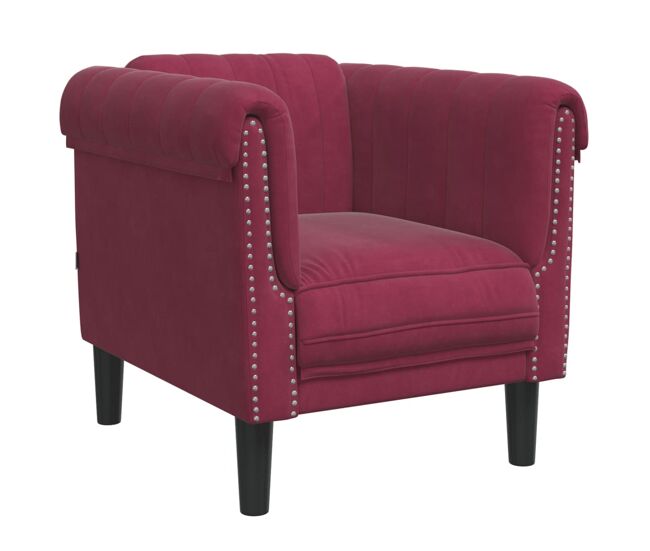 Vidaxl sillón de terciopelo rojo tinto