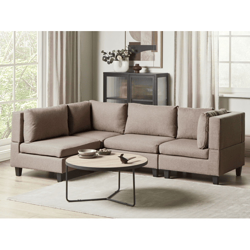 Sofá de canto modular UNSTAD Tecido Castanho 4 lugares à direita