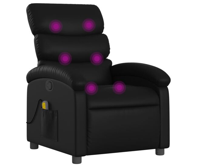 Vidaxl sillón de masaje reclinable cuero sintético negro