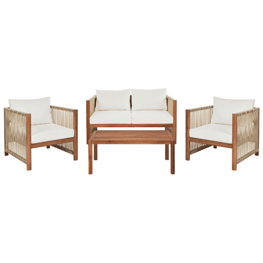 Conjunto de jardim com mesa 4 lugares ANTRIA Madeira de acácia Creme