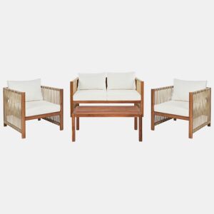 Conjunto de jardim com mesa 4 lugares ANTRIA Madeira de acácia Creme