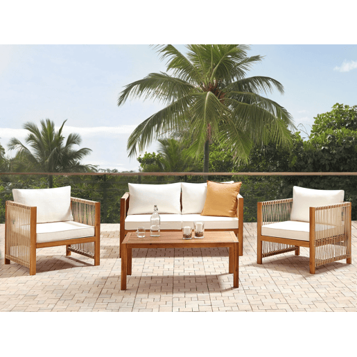 Conjunto de jardim com mesa 4 lugares ANTRIA Madeira de acácia Creme