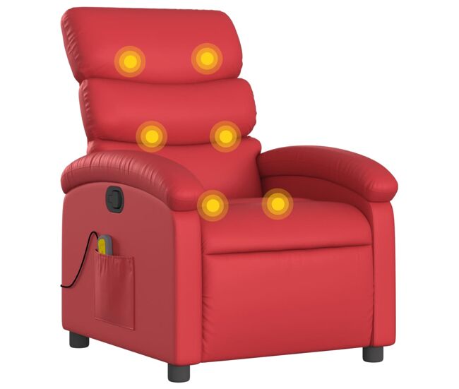 Vidaxl sillón de masaje reclinable cuero sintético rojo