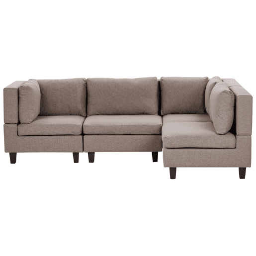Sofá de canto modular UNSTAD Tecido Castanho 4 lugares à esquerda