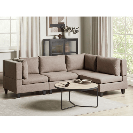 Sofá de canto modular UNSTAD Tecido Castanho 4 lugares à esquerda