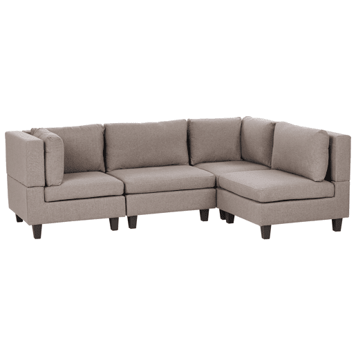 Sofá de canto modular UNSTAD Tecido Castanho 4 lugares à esquerda