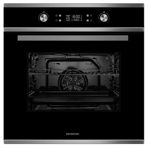 Forno pirolítico INFINITON P659AT, 70 litros, 3200 W, 9 funções, preto cristal