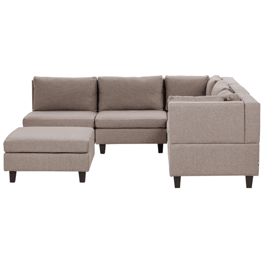 Sofá de canto modular UNSTAD Tecido Castanho com repousa-pés 5 lugares à esquerda