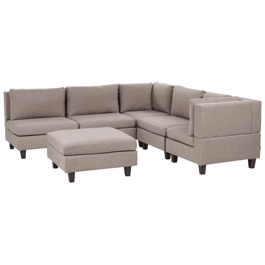 Sofá de canto modular UNSTAD Tecido Castanho com repousa-pés 5 lugares à esquerda
