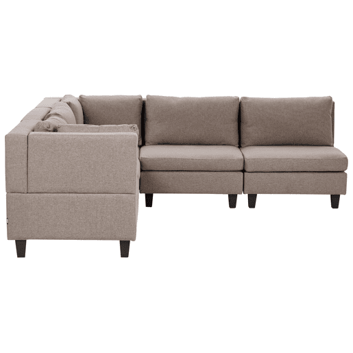 Sofá de canto modular UNSTAD Tecido Castanho 5 lugares à direita