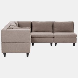 Sofá de canto modular UNSTAD Tecido Castanho 5 lugares à direita