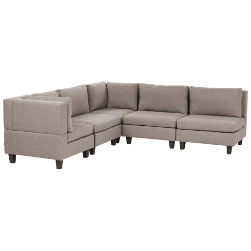 Sofá de canto modular UNSTAD Tecido Castanho 5 lugares à direita
