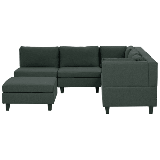 Sofá de canto modular UNSTAD Tecido Verde escuro com repousa-pés 5 lugares à esquerda