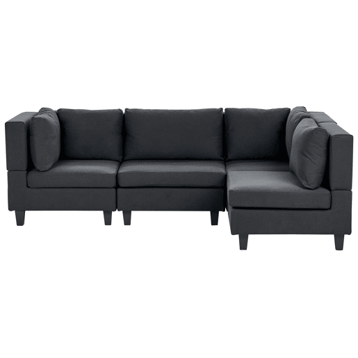 Sofá de canto modular UNSTAD Tecido Preto 4 lugares à esquerda
