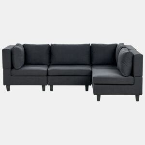 Sofá de canto modular UNSTAD Tecido Preto 4 lugares à esquerda