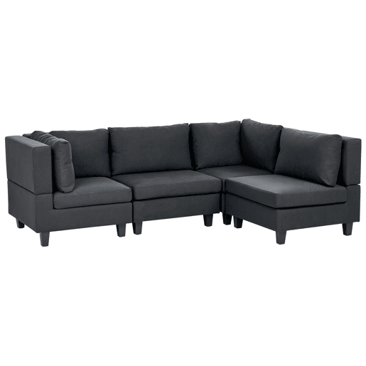 Sofá de canto modular UNSTAD Tecido Preto 4 lugares à esquerda