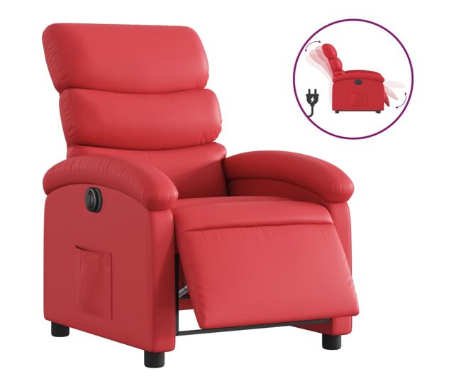 Vidaxl sillón reclinable eléctrico de cuero sintético rojo