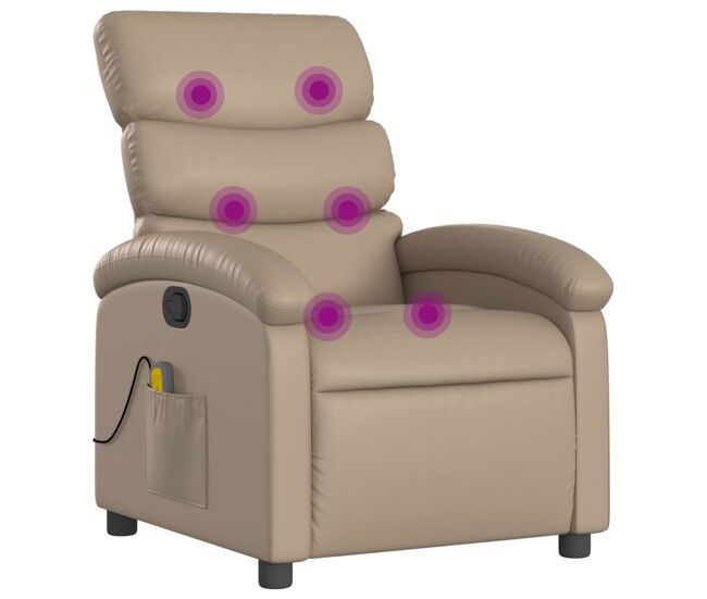Vidaxl sillón de masaje reclinable cuero sintético color capuchino