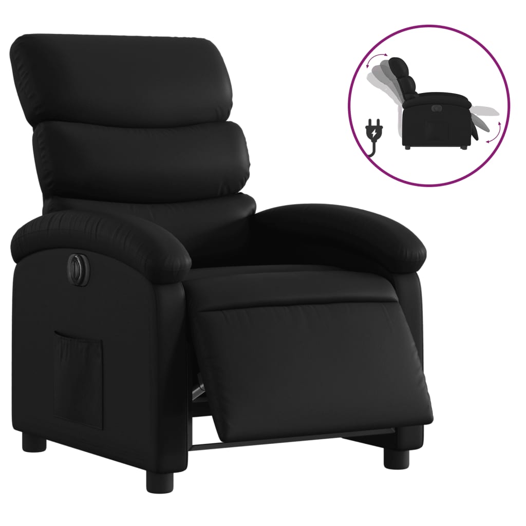 Vidaxl sillón reclinable eléctrico de cuero sintético negro