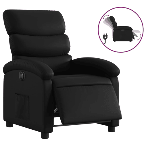 vidaXL Poltrona reclinável elétrica couro artificial preto