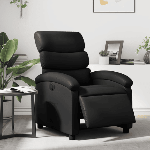 vidaXL Poltrona reclinável elétrica couro artificial preto