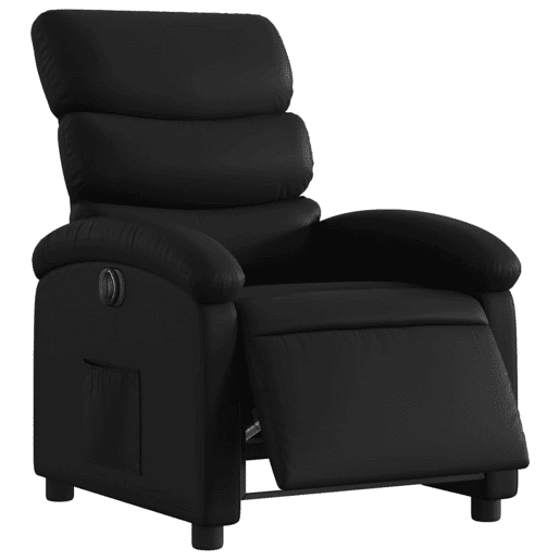 vidaXL Poltrona reclinável elétrica couro artificial preto