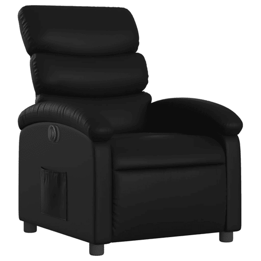 vidaXL Poltrona reclinável elétrica couro artificial preto