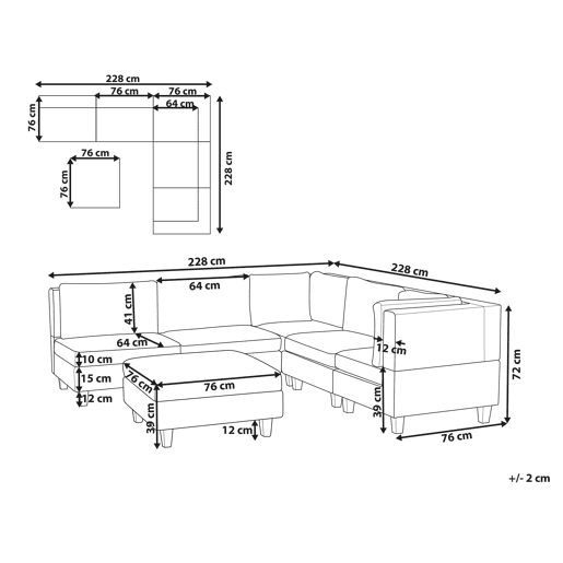 Sofá de canto modular UNSTAD Tecido Creme claro com repousa-pés 5 lugares à esquerda Sofá de canto modular UNSTAD Tecido Creme claro com repousa-pés 5 lugares à esquerda