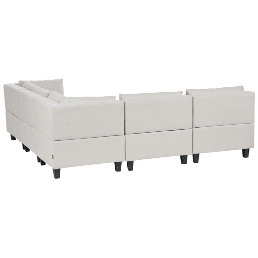 Sofá de canto modular UNSTAD Tecido Creme claro com repousa-pés 5 lugares à esquerda Sofá de canto modular UNSTAD Tecido Creme claro com repousa-pés 5 lugares à esquerda