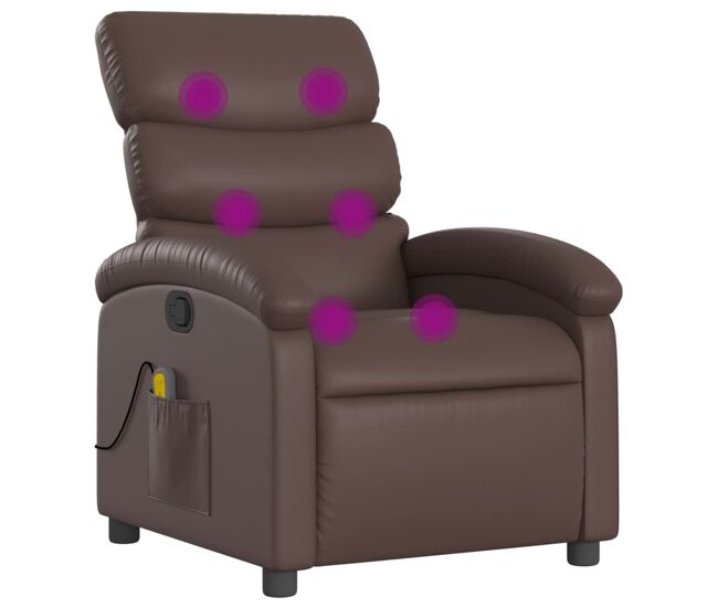 Vidaxl sillón de masaje reclinable cuero sintético marrón