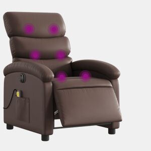 vidaXL Poltrona massagens reclinável elétrica couro artif. castanho