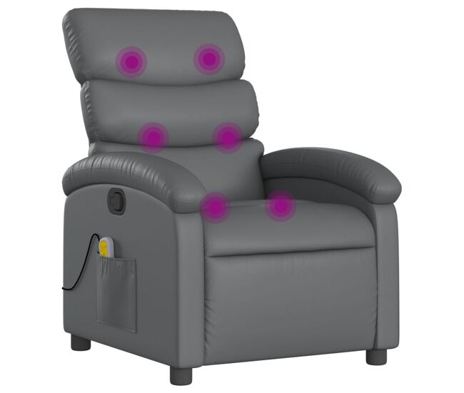 Vidaxl sillón de masaje reclinable cuero sintético gris