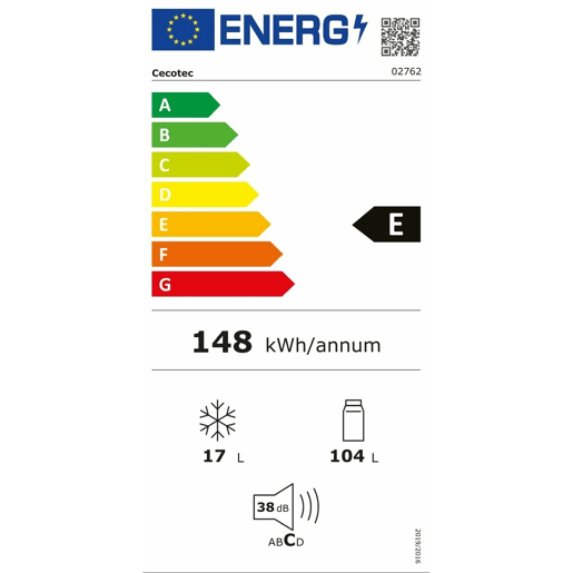 Cecotec FrigorÃfico encastrável com 121 L de capacidade, classe E e Fast Freezing. Cecotec FrigorÃfico encastrável com 121 L de capacidade, classe E e Fast Freezing.