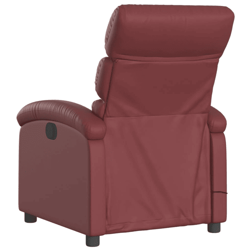 vidaXL Poltrona massagens reclinável couro artificial vermelho tinto vidaXL Poltrona massagens reclinável couro artificial vermelho tinto