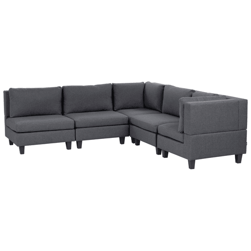 Sofá de canto modular UNSTAD Tecido Cinzento escuro 5 lugares à esquerda