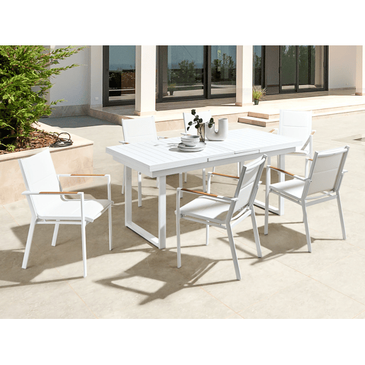 Mesa de refeição de jardim extensível VALCANETTO 180240 cm 90 cm Metal Branco